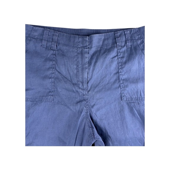 Chicos Crop Cargo Pants Blue Linen Blend Elastic Waist Women Size 25 - Picture 3 of 7